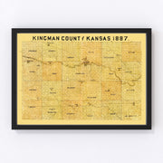 Kingman County Vintage Map 1887