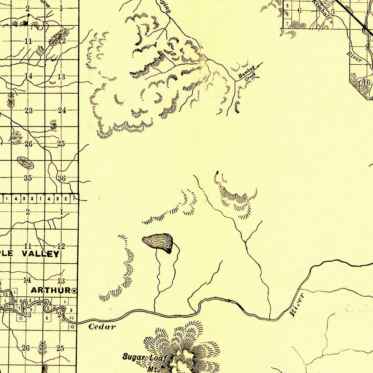 Restored historic details from the 1888 county map of King County, Washington