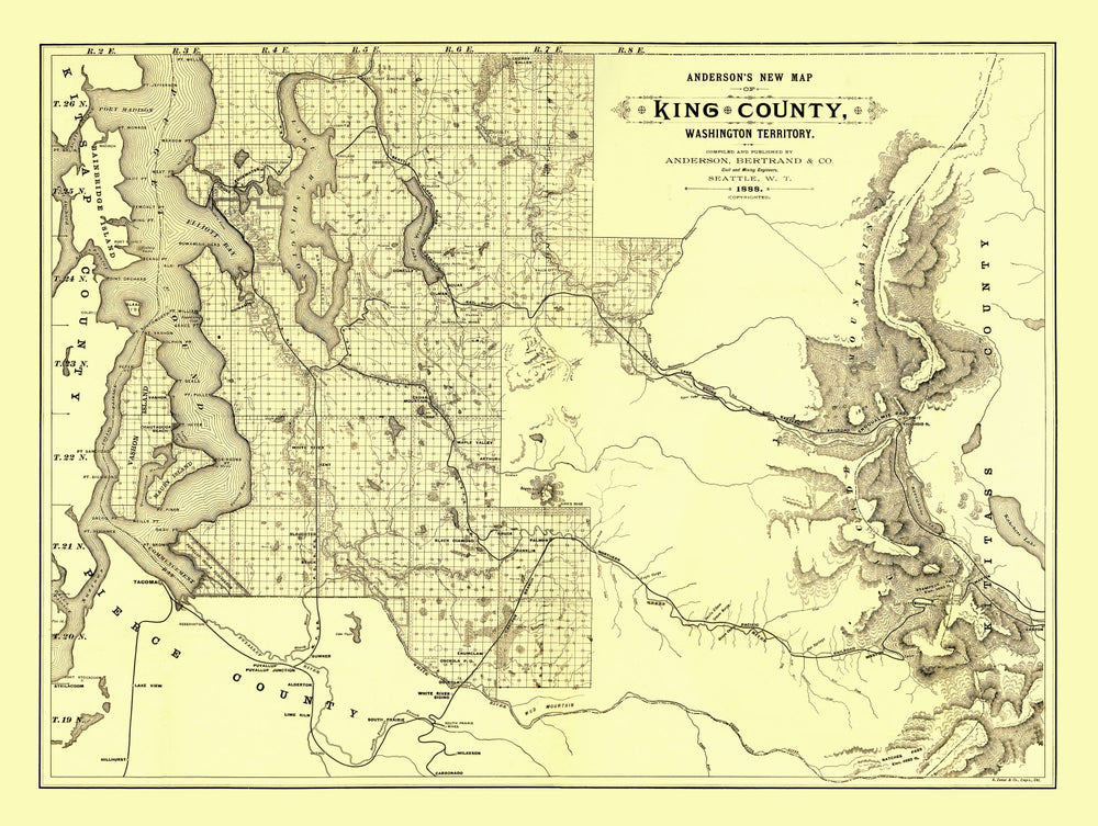 Vintage Map of King County, Washington 1888 print style example