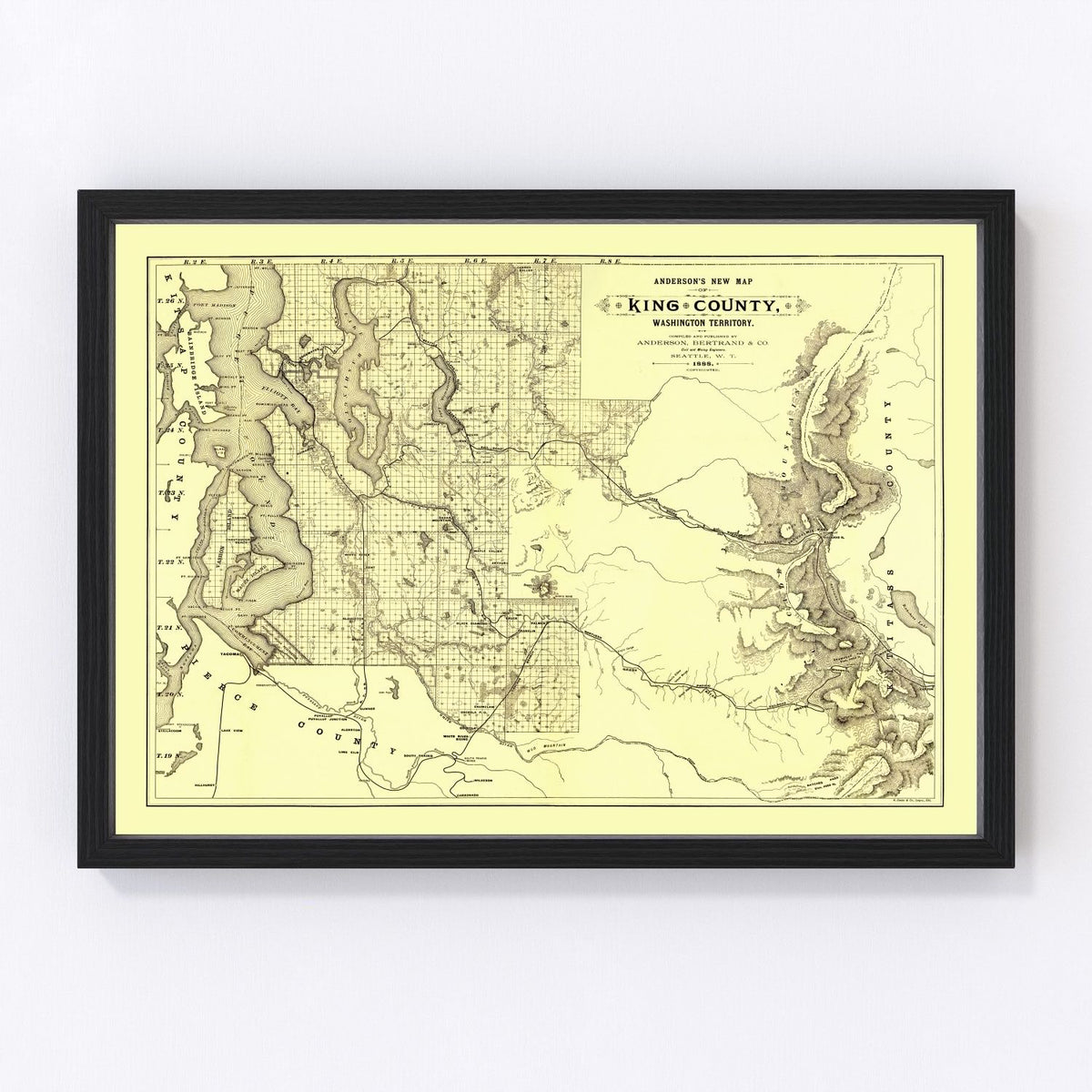 King County Vintage Map 1888