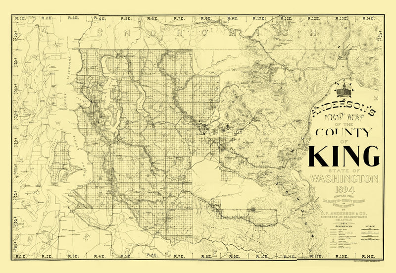 Size comparison using Vintage Map of King County, Washington 1894