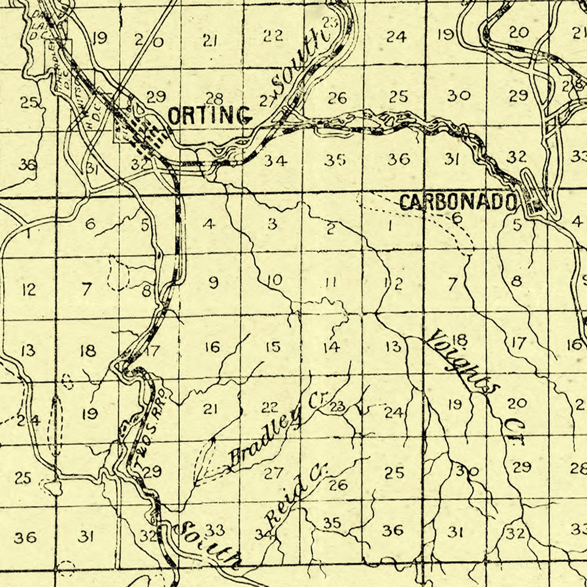 Restored historic details from the 1890 county map of Pierce County, Washington