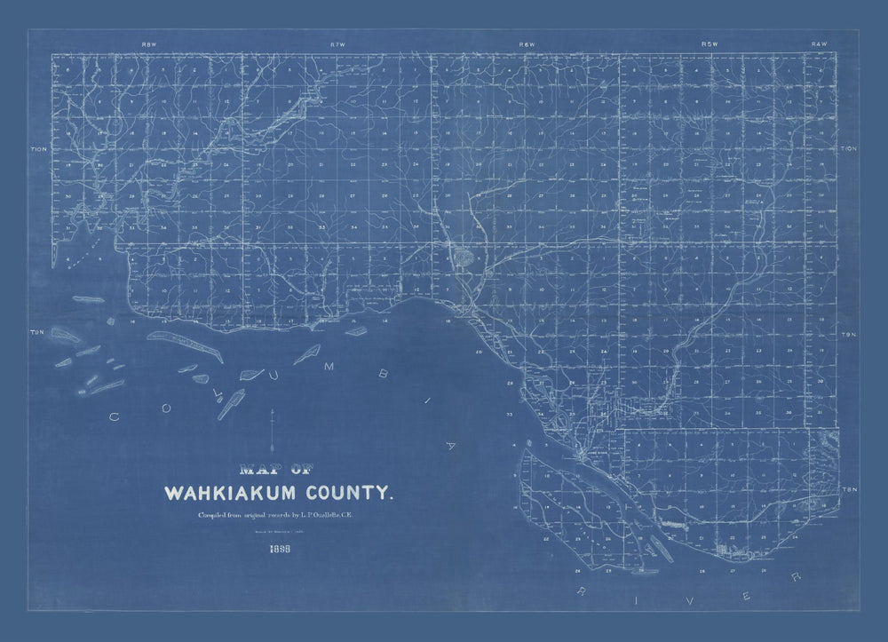 Vintage Map of Wahkiakum County, Washington 1898 print style example