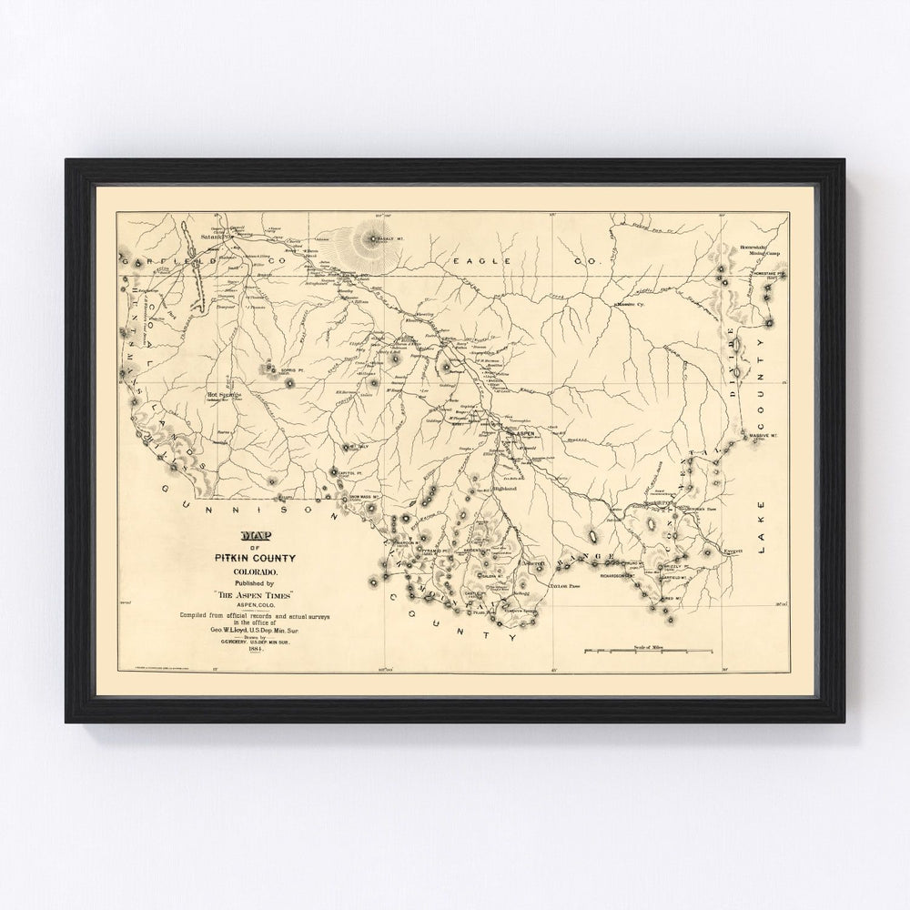 Pitkin County Vintage Map 1884