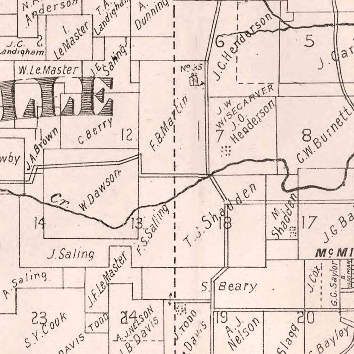 Restored historic details from the 1879 county map of Yamhill County, Oregon