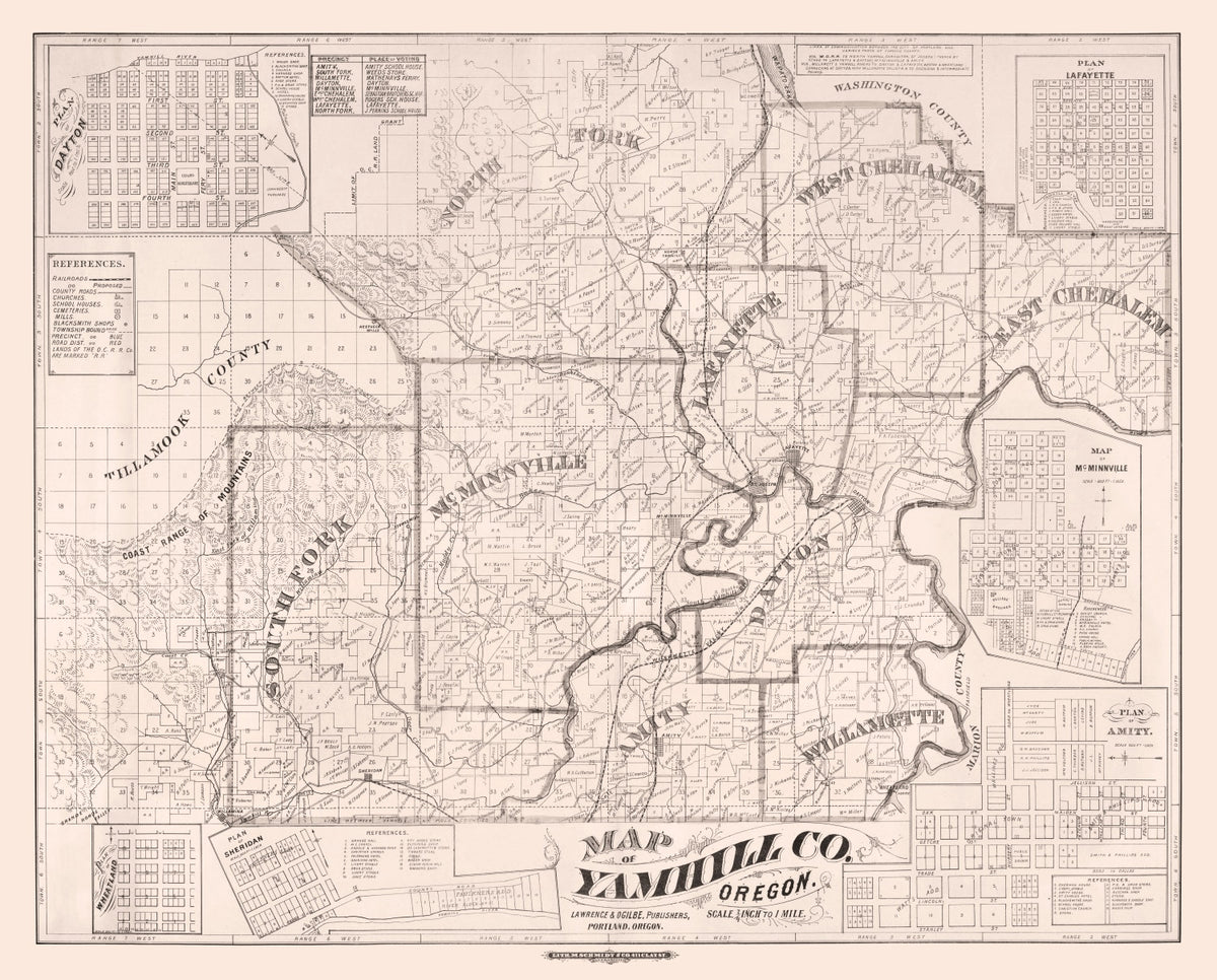 Preview of Vintage Map of Yamhill County, Oregon 1879