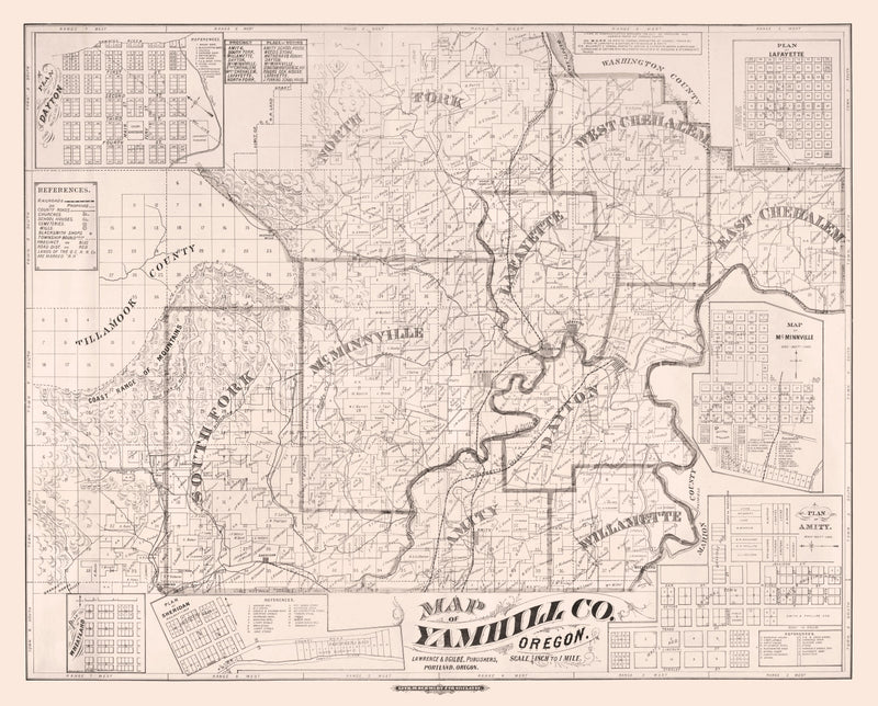 Size comparison using Vintage Map of Yamhill County, Oregon 1879