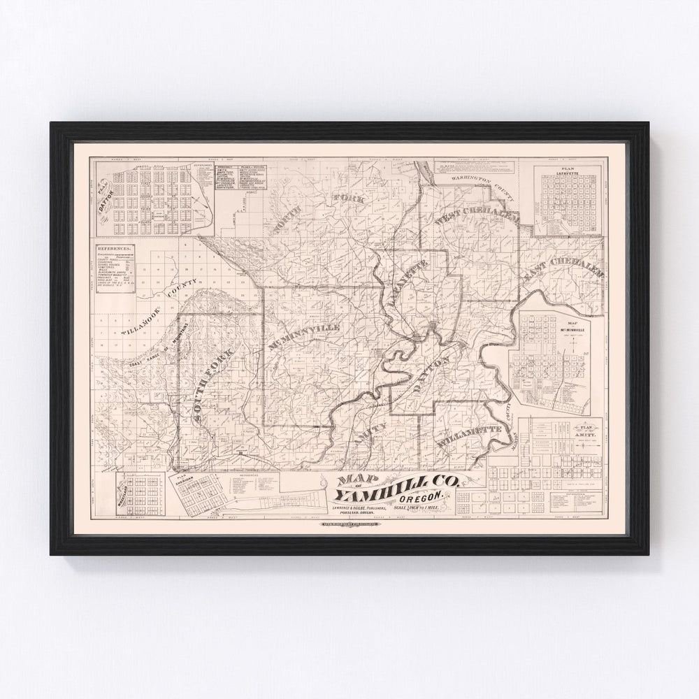 Yamhill County Vintage Map 1879