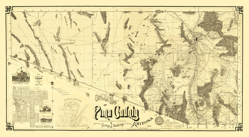 Size comparison using Vintage Map of Pima County, Arizona 1893