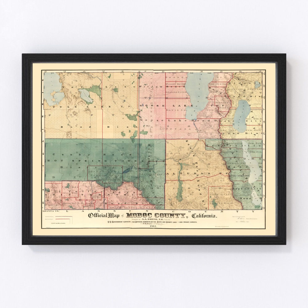 Modoc County Vintage Map 1887