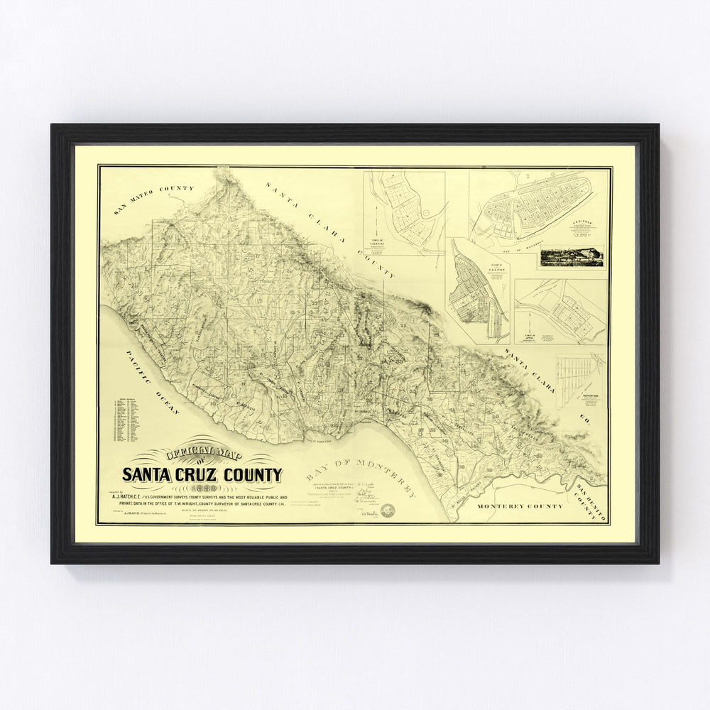 Santa Cruz County Vintage Map 1889