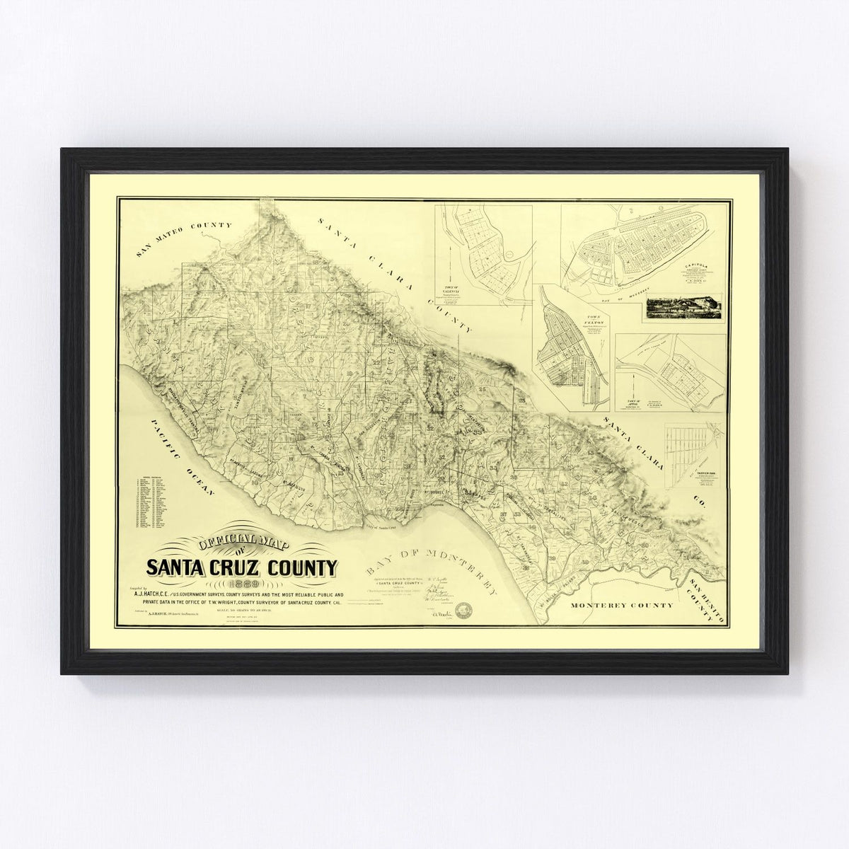 Santa Cruz County Vintage Map 1889