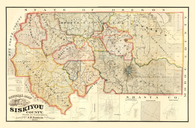 Size comparison using Vintage Map of Siskiyou County, California 1887