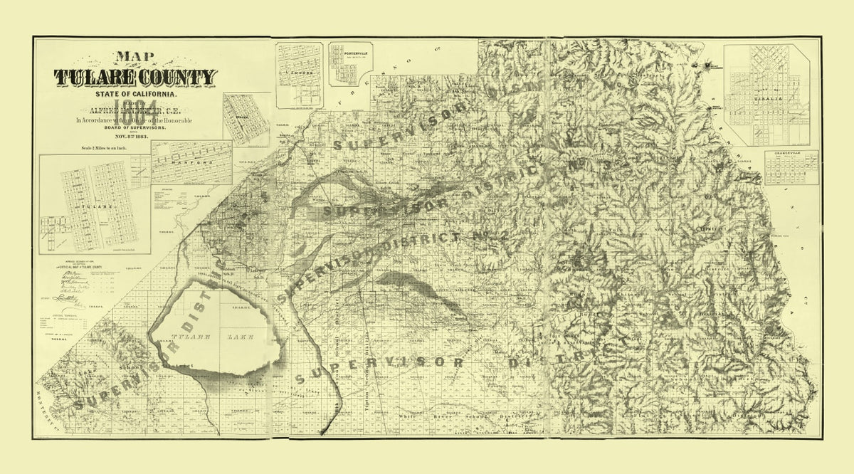 Preview of Vintage Map of Tulare County, California 1884
