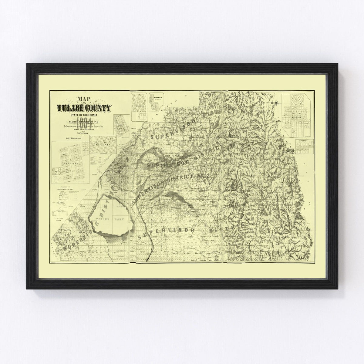 Tulare County Vintage Map 1884