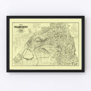 Tulare County Vintage Map 1884
