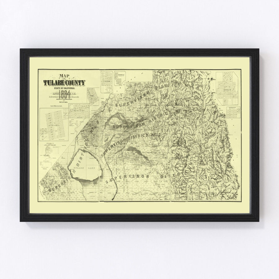 Tulare County Vintage Map 1884