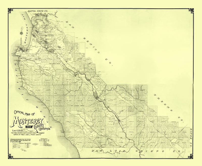 Size comparison using Vintage Map of Monterey County, California 1898