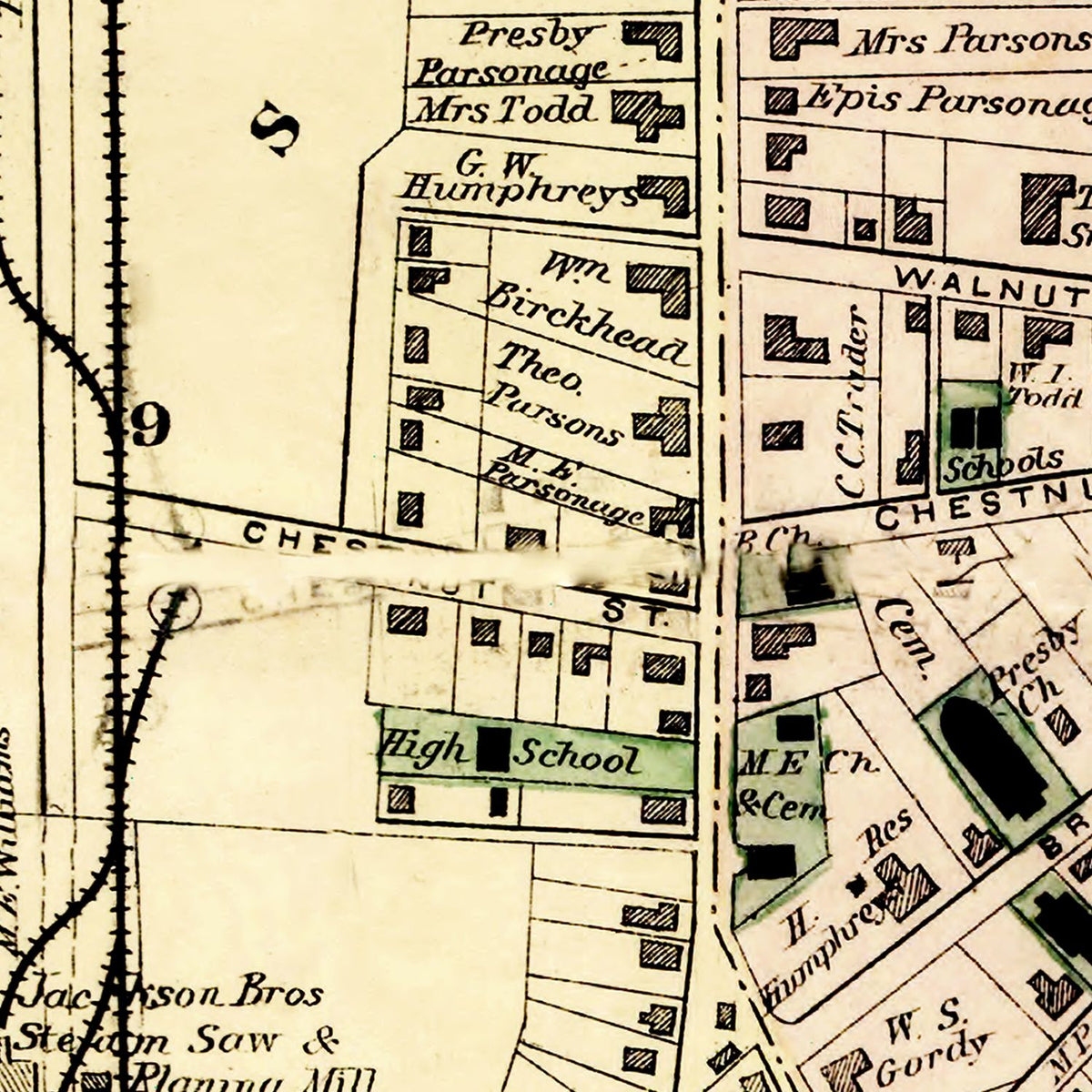Restored historic details from the 1877 county map of Wicomico County, Maryland
