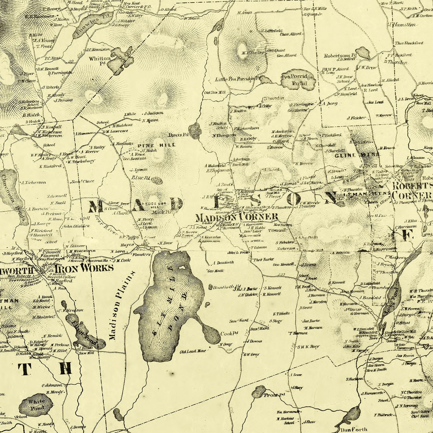 Restored historic details from the 1861 county map of Carroll County, New Hampshire