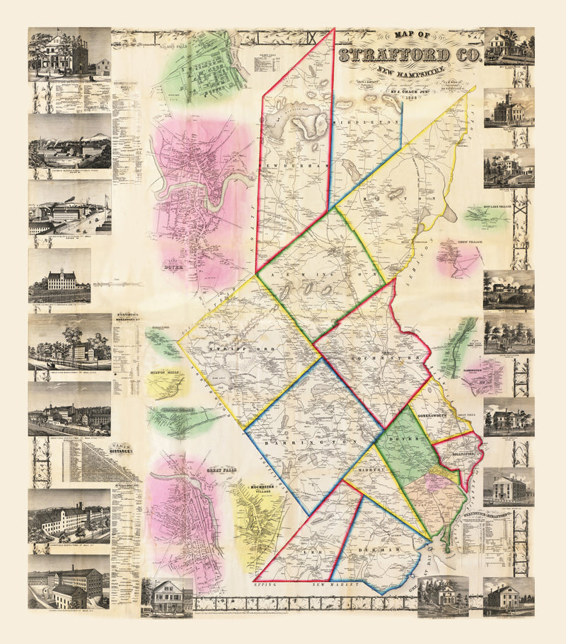 Size comparison using Vintage Map of Strafford County, New Hampshire 1856