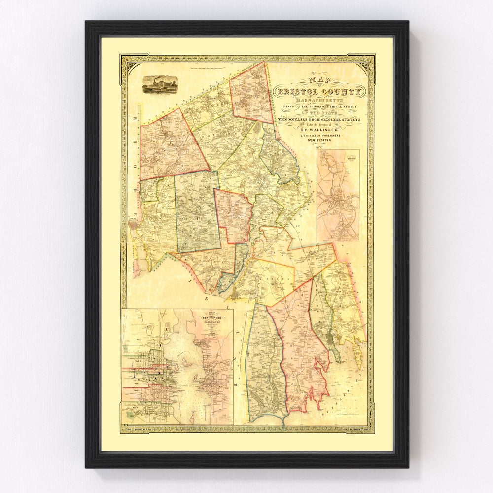 Bristol County Vintage Map 1852