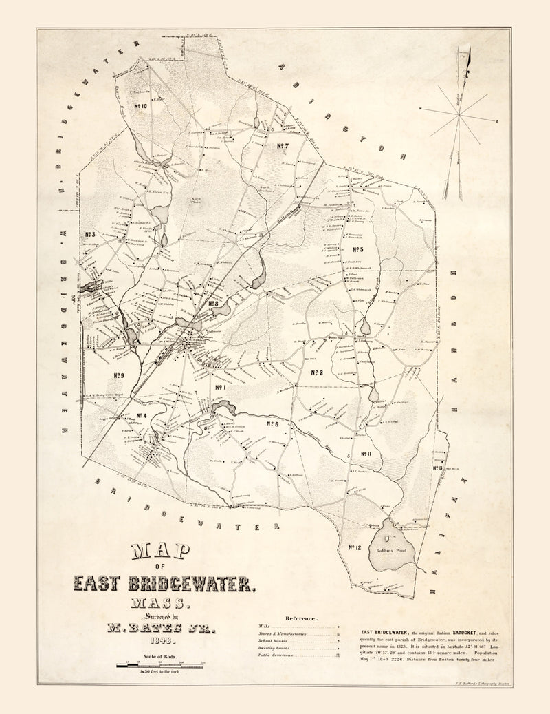 Size comparison using Vintage Map of Bridgewater County, Massachusetts 1848