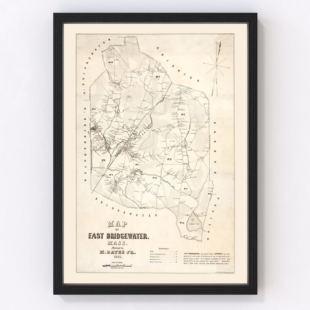 Bridgewater County Vintage Map 1848