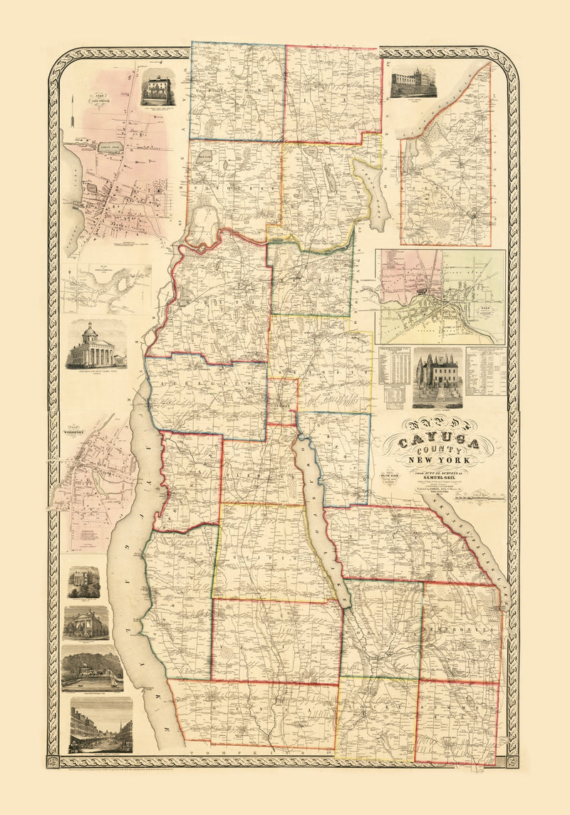 Size comparison using Vintage Map of Cayuga County, New York 1853