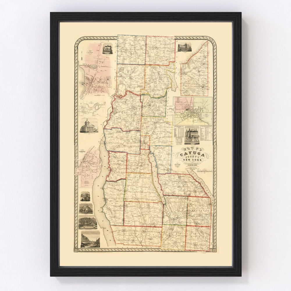 Cayuga County Vintage Map 1853