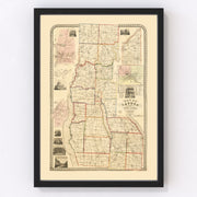 Cayuga County Vintage Map 1853