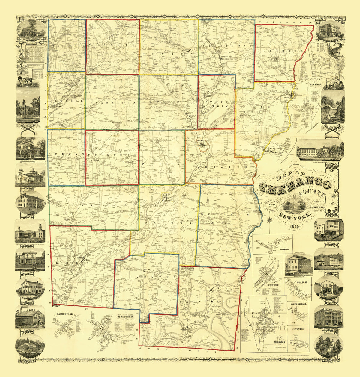 Preview of Vintage Map of Chenango County, New York 1855
