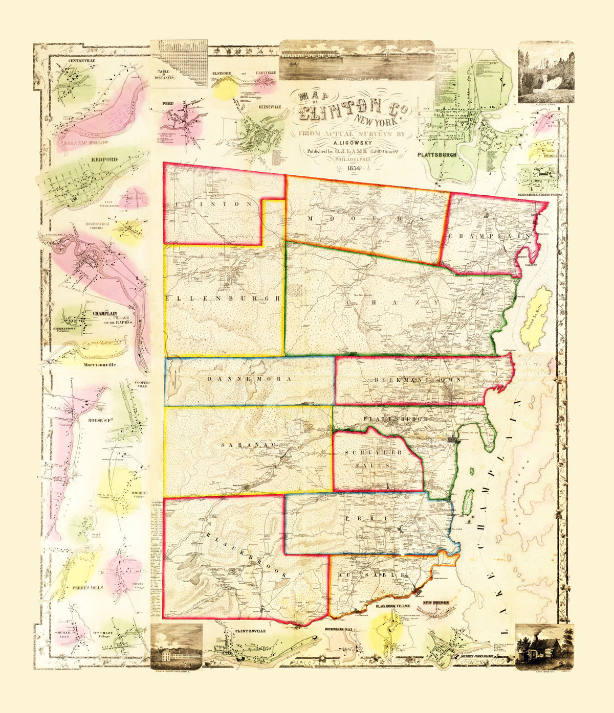 Preview of Vintage Map of Clinton County, New York 1856