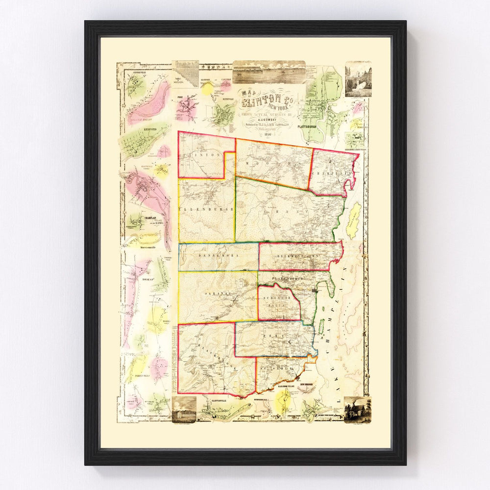 Clinton County Vintage Map 1856