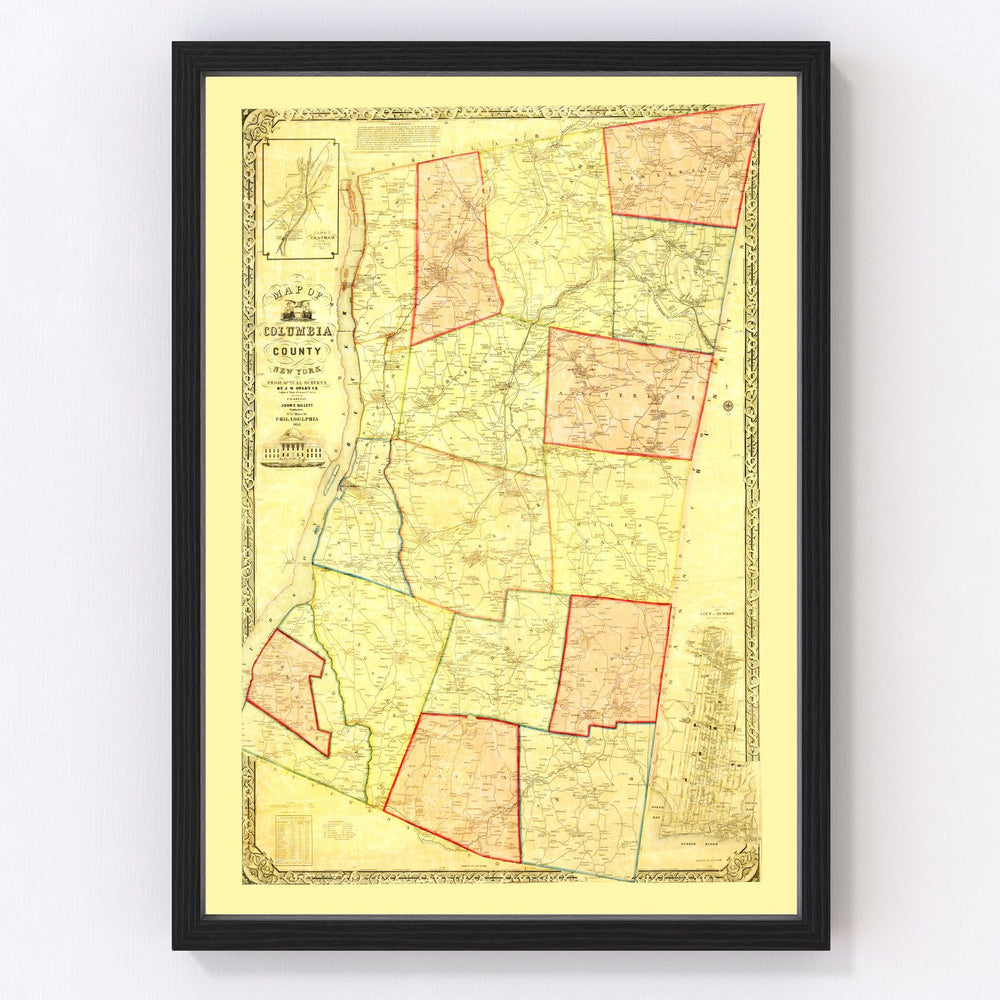 Columbia County Vintage Map 1851