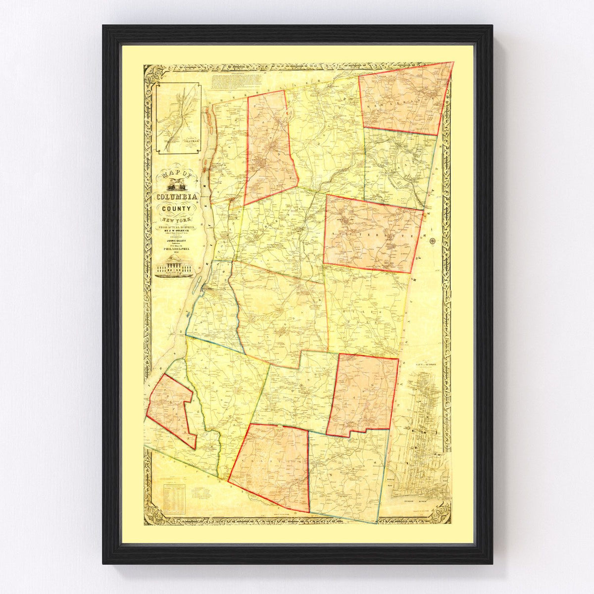 Columbia County Vintage Map 1851