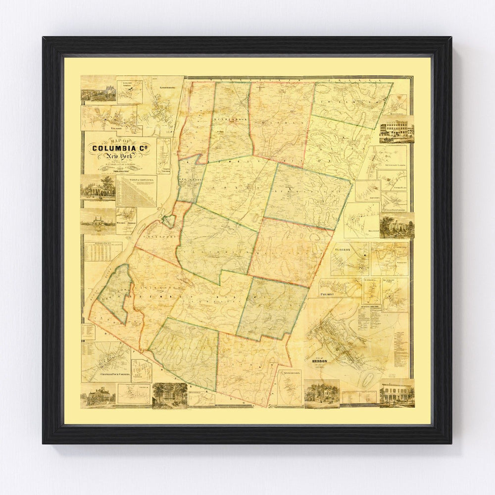 Columbia County Vintage Map 1858