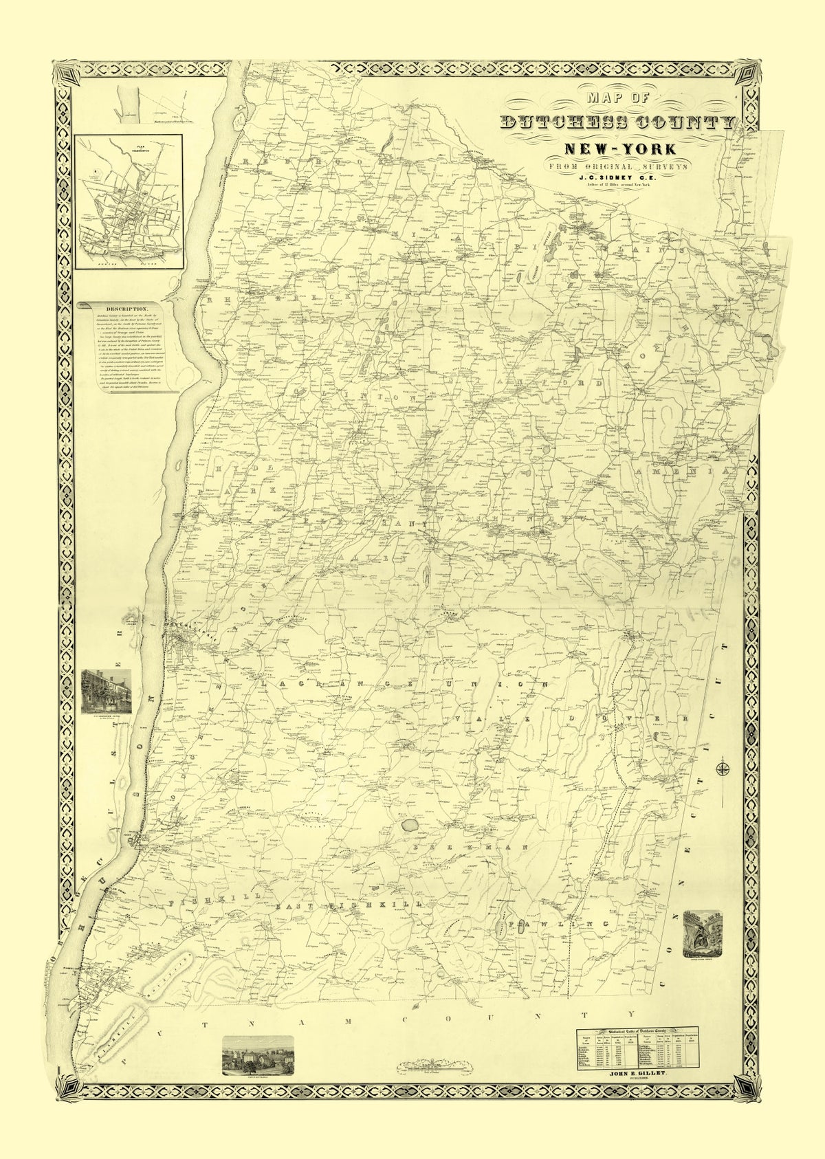 Preview of Vintage Map of Dutchess County, New York 1850