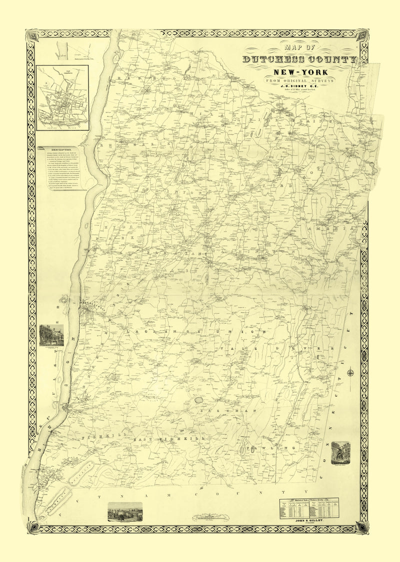 Size comparison using Vintage Map of Dutchess County, New York 1850