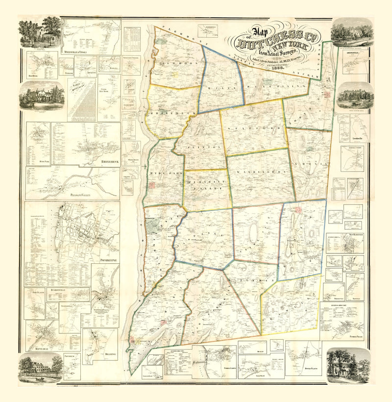 Size comparison using Vintage Map of Dutchess County, New York 1858