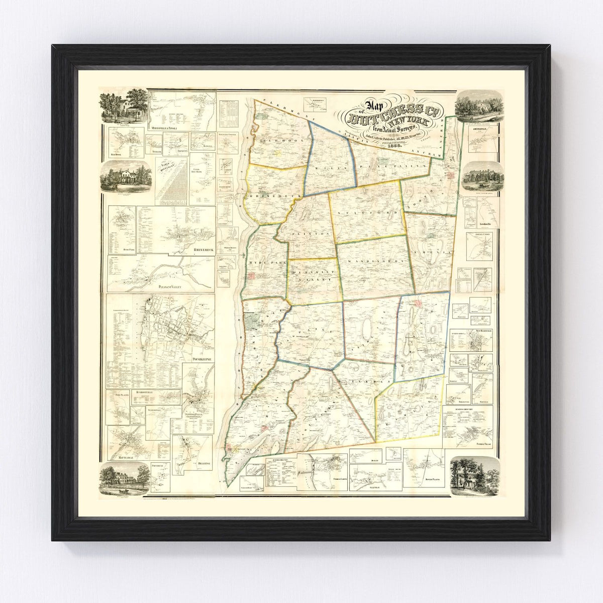 Dutchess County Vintage Map 1858