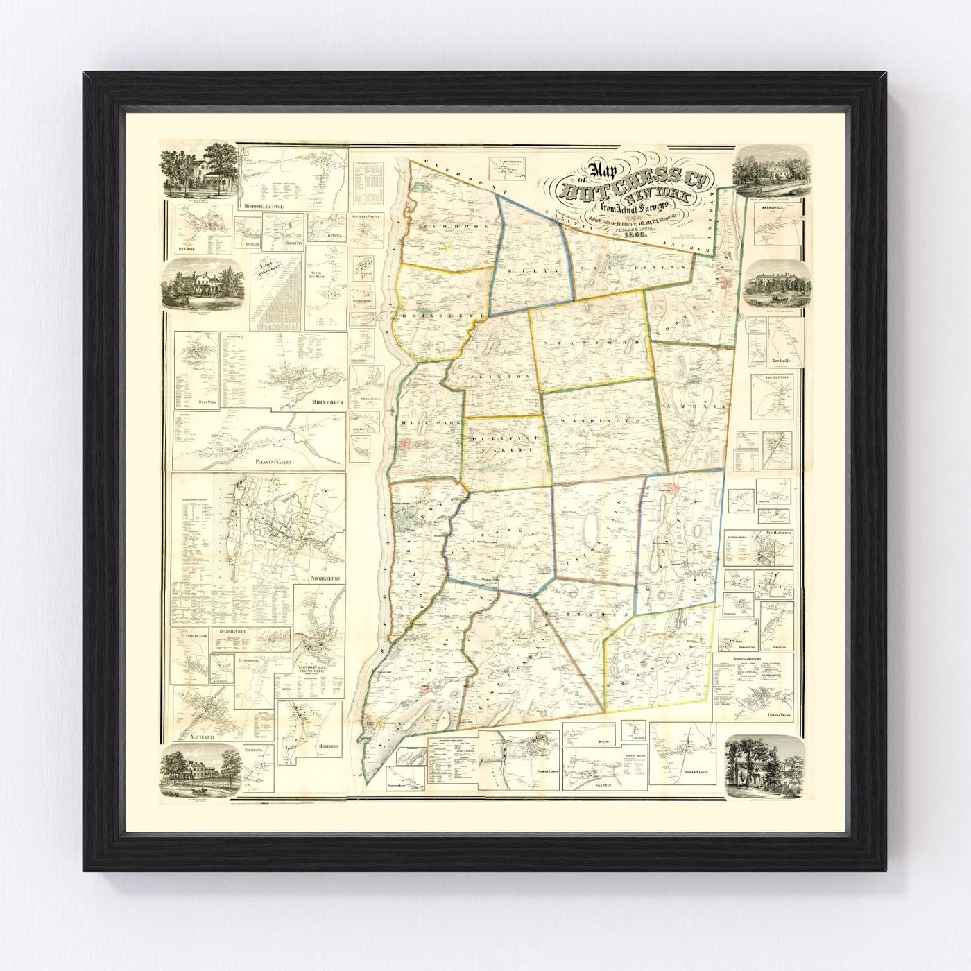 Dutchess County Vintage Map 1858