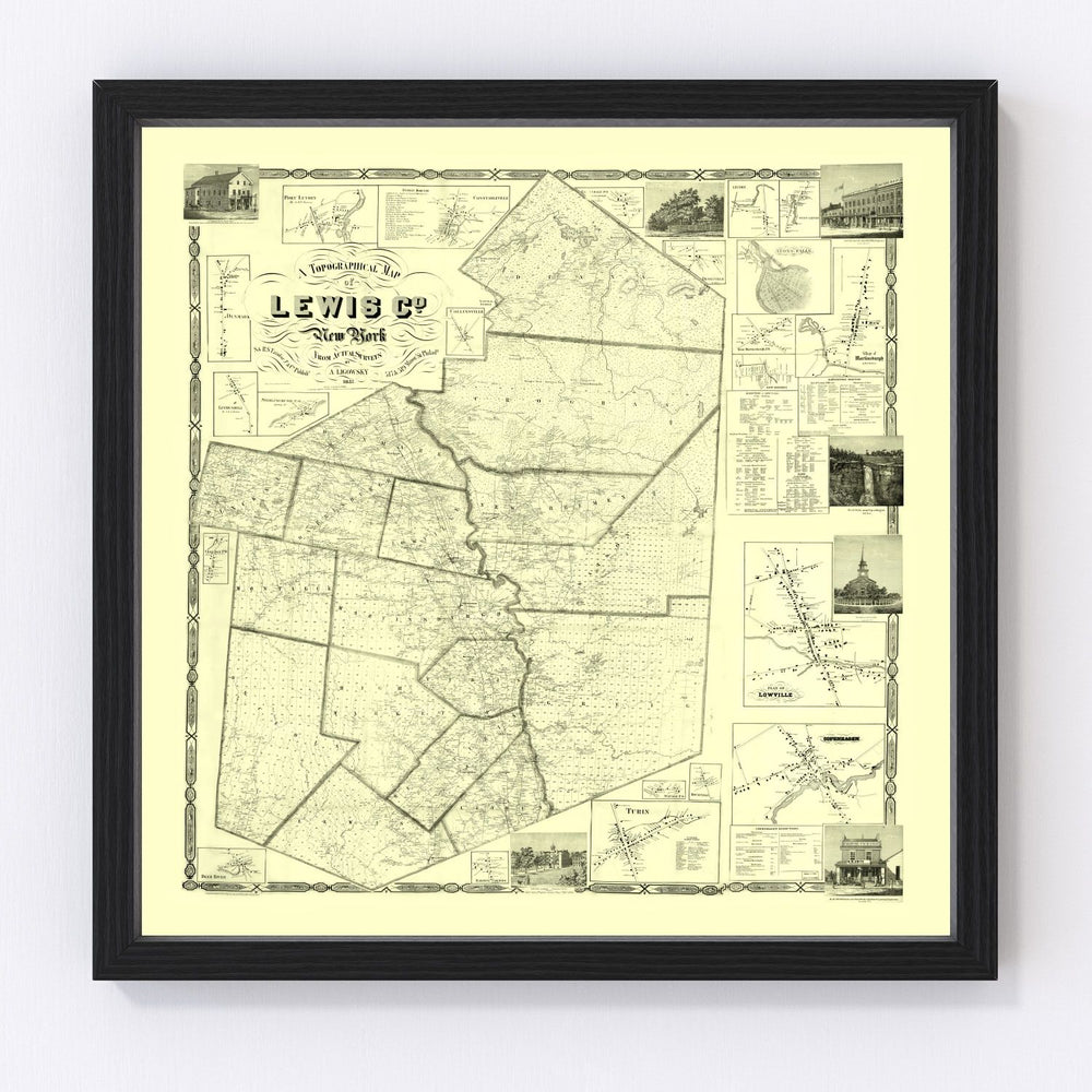 Lewis County Vintage Map 1857
