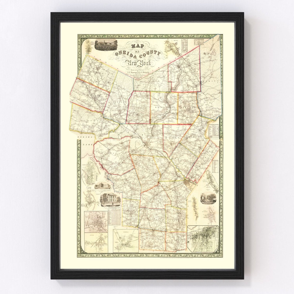 Oneida County Vintage Map 1852