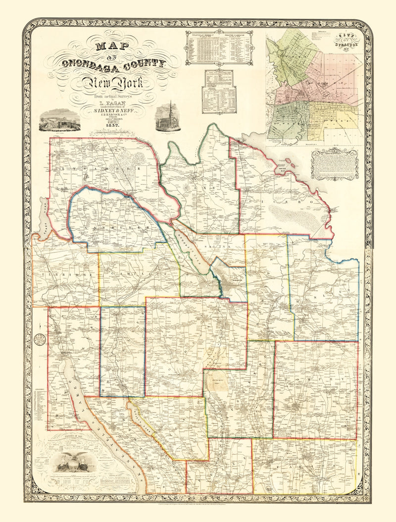 Size comparison using Vintage Map of Onondaga County, New York 1852