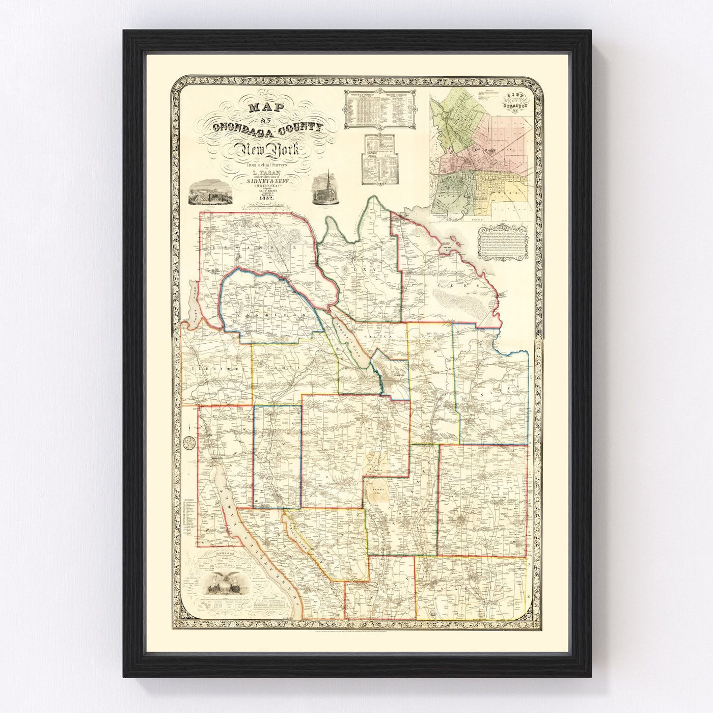 Onondaga County Vintage Map 1852