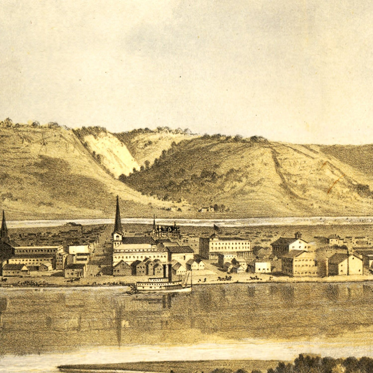 Restored historic details from the 1867 city map of Winona, Minnesota