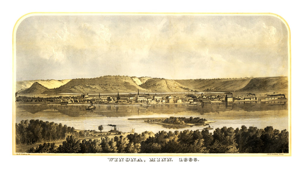 Vintage Map of Winona, Minnesota 1867 print style example