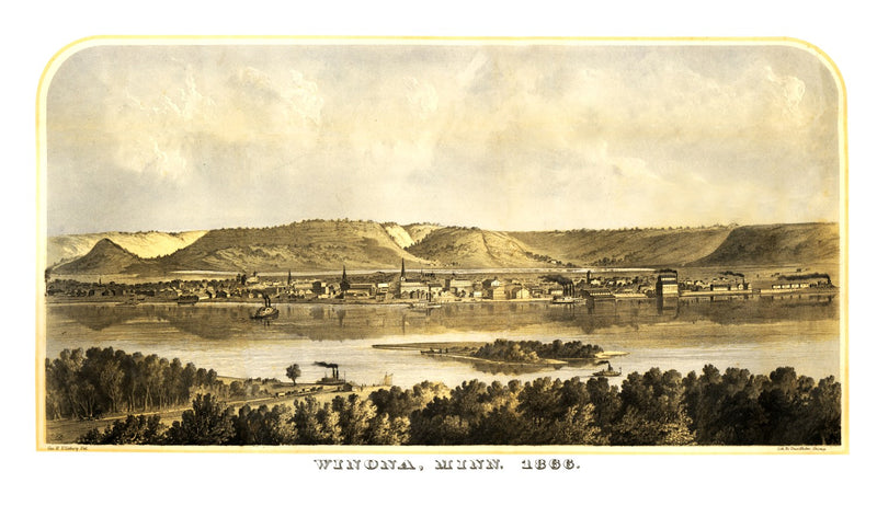 Size comparison using Vintage Map of Winona, Minnesota 1867