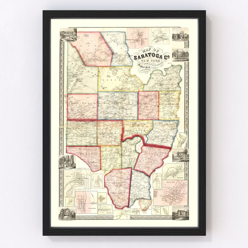 Saratoga County Vintage Map 1856